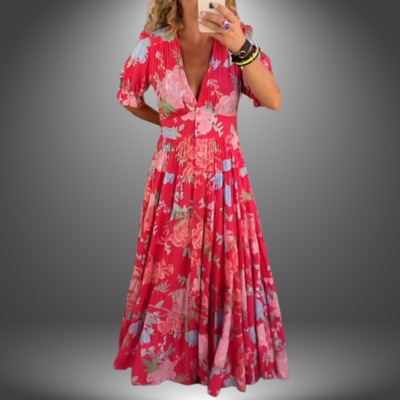 Alessandra | Vestito Lungo Artigianale Floreale