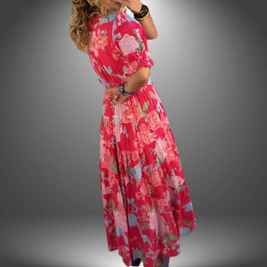 Alessandra | Vestito Lungo Artigianale Floreale