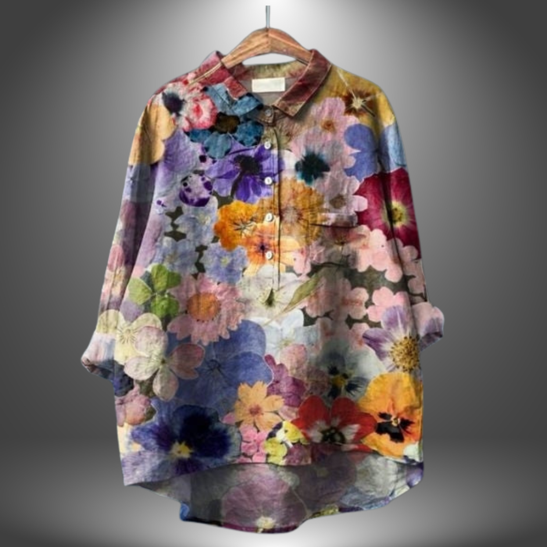 Amber | Blusa Artigianale con motivo floreale
