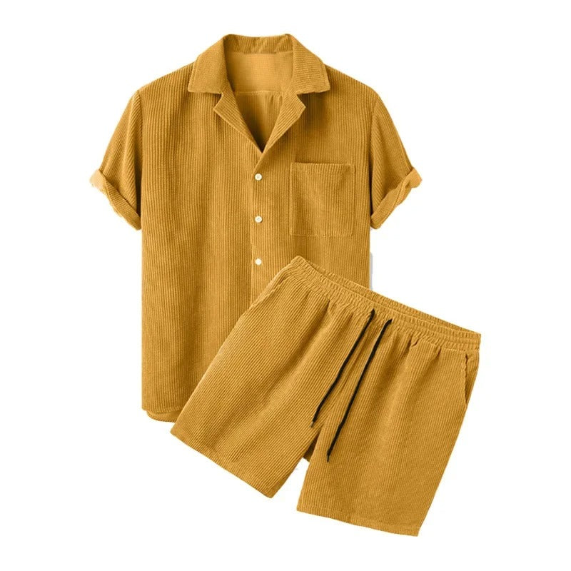 Michele™ | Set Camicia e Pantaloncini a Coste in Cotone